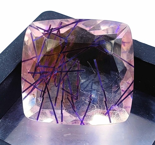 69 Ct Natural Cushion Cut Certified Bi-Color Rutilated Quartz Loose Gemstone KKN - Picture 6 of 8