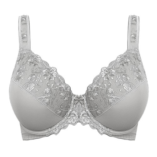 Women's Full Cup Lace Embroidered Plus Size Underwired Bra Unlined Brassiere B-H - Picture 10 of 36