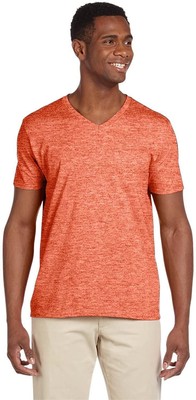Gildan G64V Men's 4.5 Oz Softstyle V-Neck T-Shirt Heather Orange S | eBay