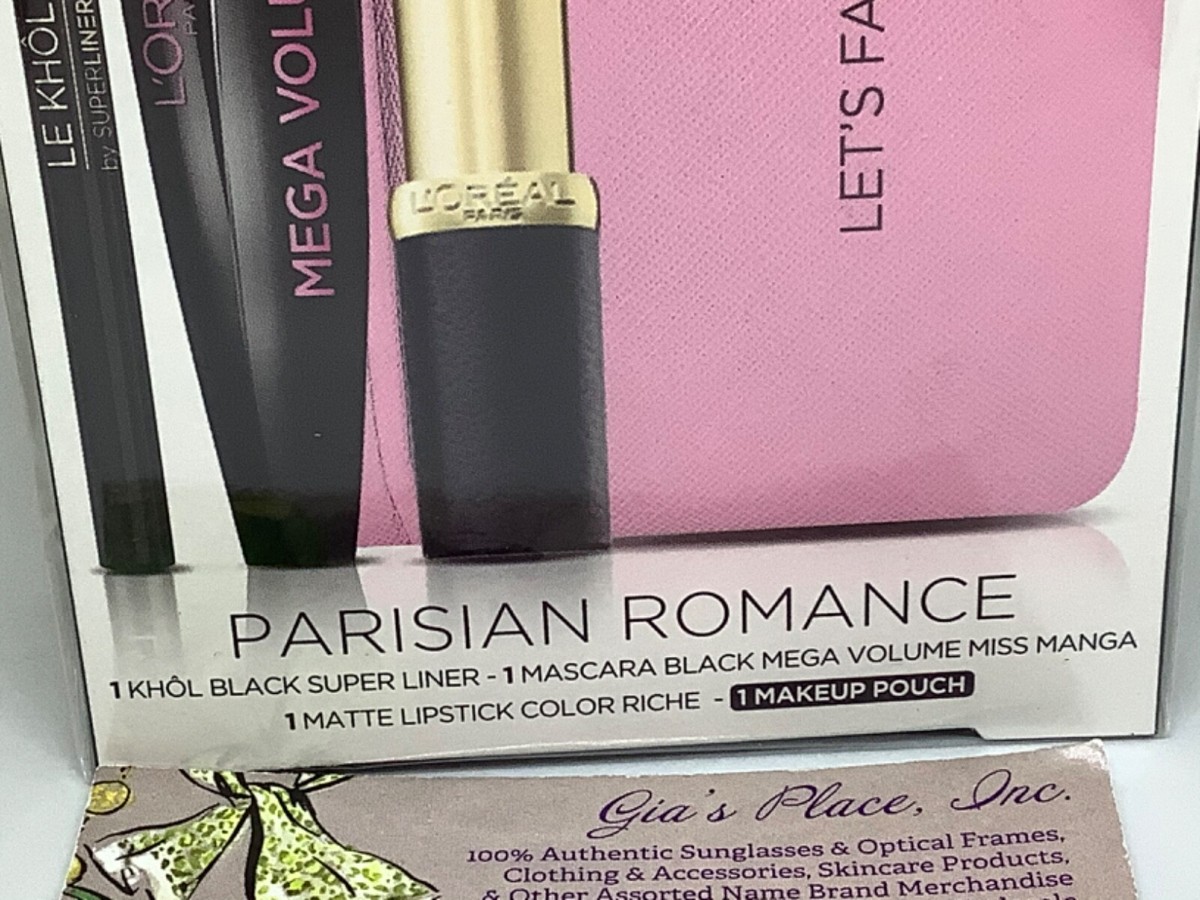 L'OREAL 4 PCS MEGA VOLUME BLACK MASCARA, EYELINER + ROSE LIPSTICK