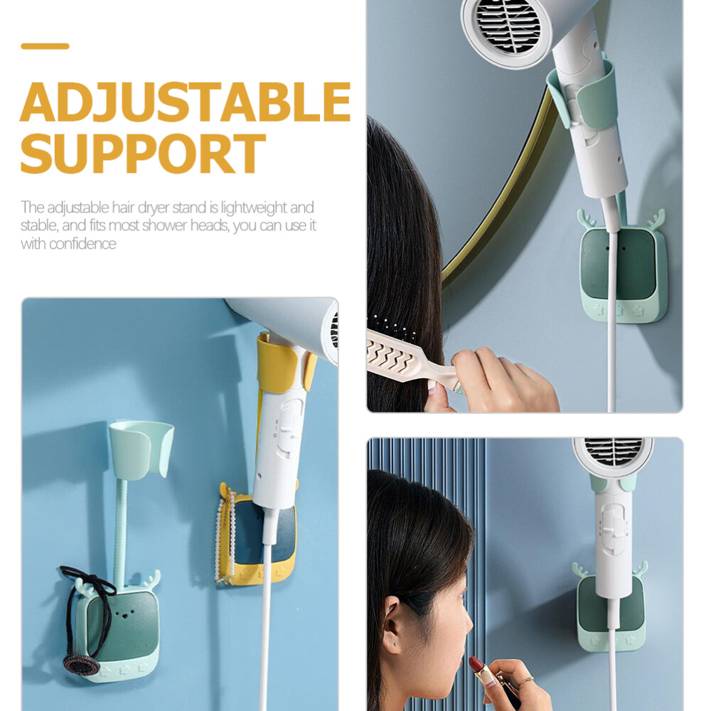 3pcs Premium Adjustable Home Hair Dryer Rack Blow Dryer Holder Wall