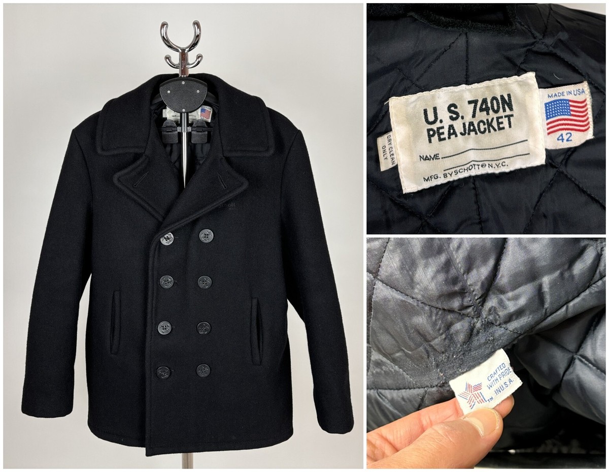 U.S. 740N PEACOAT ベージュ 42 VTG Rare SCHOTT 740N Pea Jacket Peacoat Cream Made in Usa