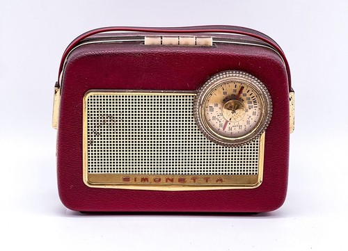 Vintage Simonetta Transistorradio Kofferradio Radio 60er Jahre Retro | Rot - Afbeelding 1 van 24