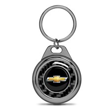 Chevrolet Golden Logo Carbon Fiber Gunmetal Roundel Metal Key Chain Chevrolet Golden Logo Carbon Fiber Gunmetal Roundel Metal Key Chain