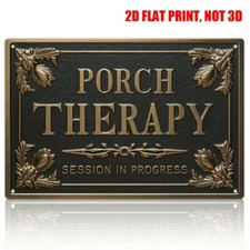 Vintage Tin Sign Porch Therapy Session in Progress Wall Decor Front/Back Porch
