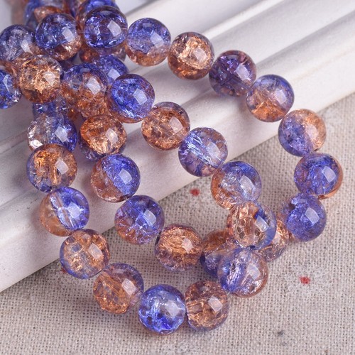 20pcs 10mm Rainbow Colorful Crackled Crystal Glass Loose Beads For DIY Bracelet - Picture 17 of 25