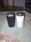 Vtg Fenton Hobnail Salt & Pepper Shakers Black White Glass  3” — photo 1
