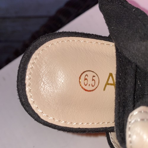 Allegra K Black Suede Open Toe Shoe Size 6.5 - Picture 3 of 5