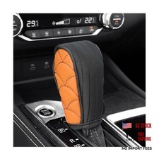 Car Gear Shift Knob Cover, Leather Anti-Slip Breathable Automatic Gear Orange