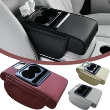Car Armrest Cushion Center Console Cover with Cup Holder,Tissue Box,Phone Holder