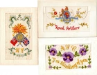 3x: MILITARY WW1 EMBROIDERED SILK POSTCARDS