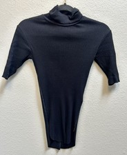 Helmut Lang Women's Black Ribbed Turtleneck Top Half Sleeve Size XS