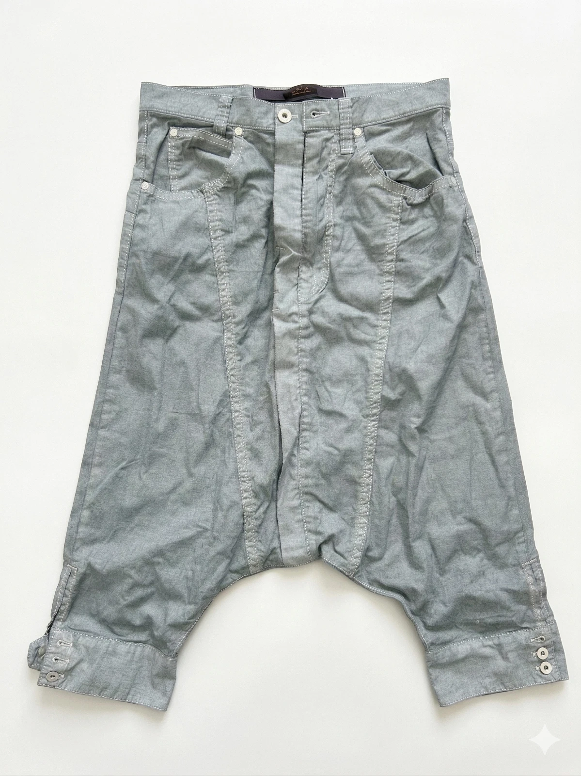Avant Garde Drop Crotch Pants Metallic Gray Harem Capri Pants Unique Designer St
Opens in a new wind
