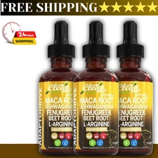 Organic Maca Root Liquid Drops Ashwagandha Fenugreek Beet Root and L-Arginine 