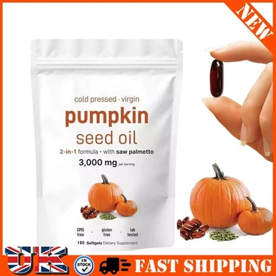 Pumpkin Seed Oil with Saw Palmetto 180 Softgels 3000 mg Herbal Supplement