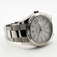 Rolex Datejust II 116334 41mm White Stick Dial 18K White Gold Fluted Bezel 6