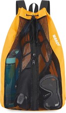 Swim Bag for Swimmers, Mesh Beach Backpack  Drawstring, Wet Pocket, Adjustable