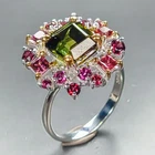 Beautiful gem 9 mm Natural Tourmaline Ring 925 Sterling Silver Size 7.5 /R467016
