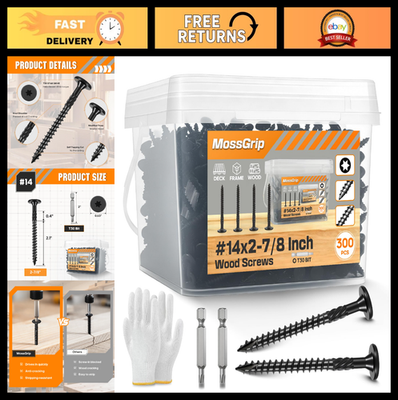 #ad 300 Pcs Lag Screws #14 x 2 7 8quot; Rust Resistant Structural Screws for Wood Dec $99.99