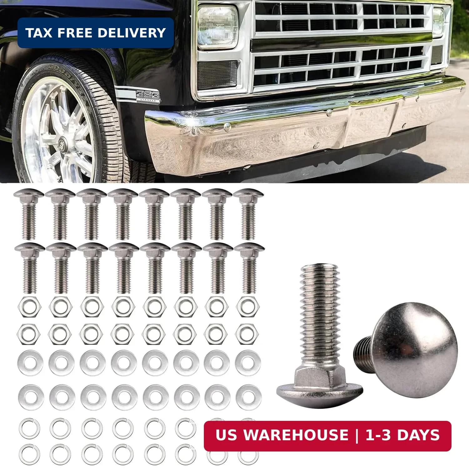 64-Piece Bolt Set – Fits 1981-87 Front Bumpers & 1973-87 Rear Bumpers for Chevy