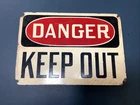 Vintage Old Antique Danger Keep Out Sign Board Wood