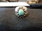 #828-VINTAGE STERLING SILVER TURQUOISE RING-925--SIZE 7 1/2