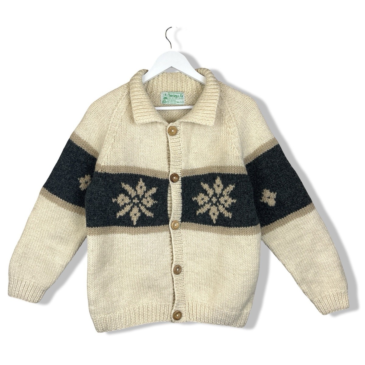 Inverallan Wool Snowflake Lumber Cardigan Men