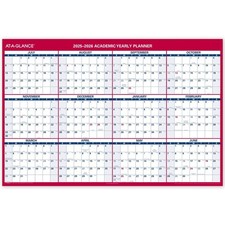 AT-A-GLANCE Erasable Calendar 2025-2026, Dry Erase Wall Planner, 48 x 32, Ext...