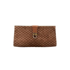 Borsa a spalla/pochette Gucci in camoscio marrone con monogramma GG e fibbia a G