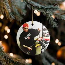 Fred Durst Burning Sneakers Ceramic | Round Holiday Ornament Christmas