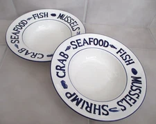 (2) Over and Back BAR HARBOR Seafood/Lobster/Crab/Shrimp 11" Pasta Soup Bowls