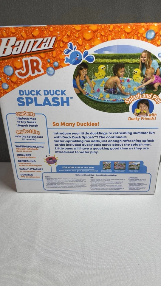 Banzai Jr Duck Duck Splash Inflatable Kiddie Splash Pad Mat + 15 Duckies. - NEW - Image 2 of 3
