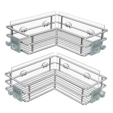 Corner Shower Shelves Stainless Steel, Adhesive Shower Caddy Basket A-Silver