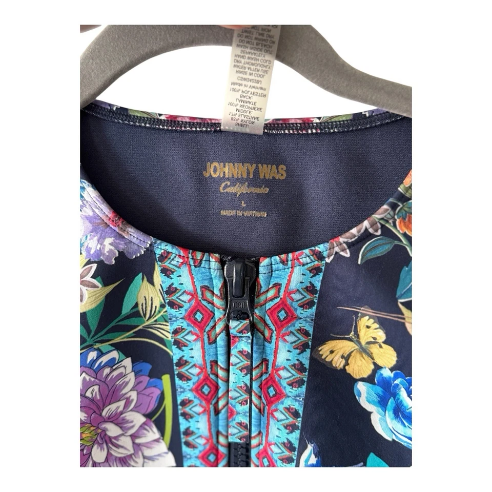 Traje de baño de surf Johnny Was Dreamer azul marino de neopreno con cremallera de una pieza talla grande playa Foto 3 de 4