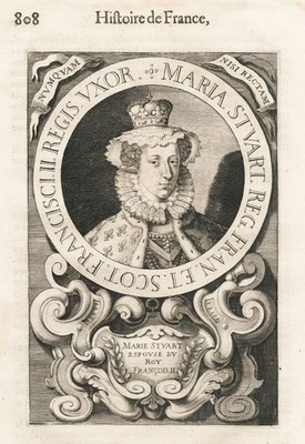 Mary, Queen of Scots Scotland Stuart Reine Königin Portrait Kupferstich 17. Jh.