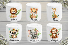 Spardose Sparschwein Kinder Name Tiere Tiger Löwe personalisiert Geschenk