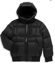 Moose Knuckles Kids Black 125th Street Bomber Down Puffer Jacket Large