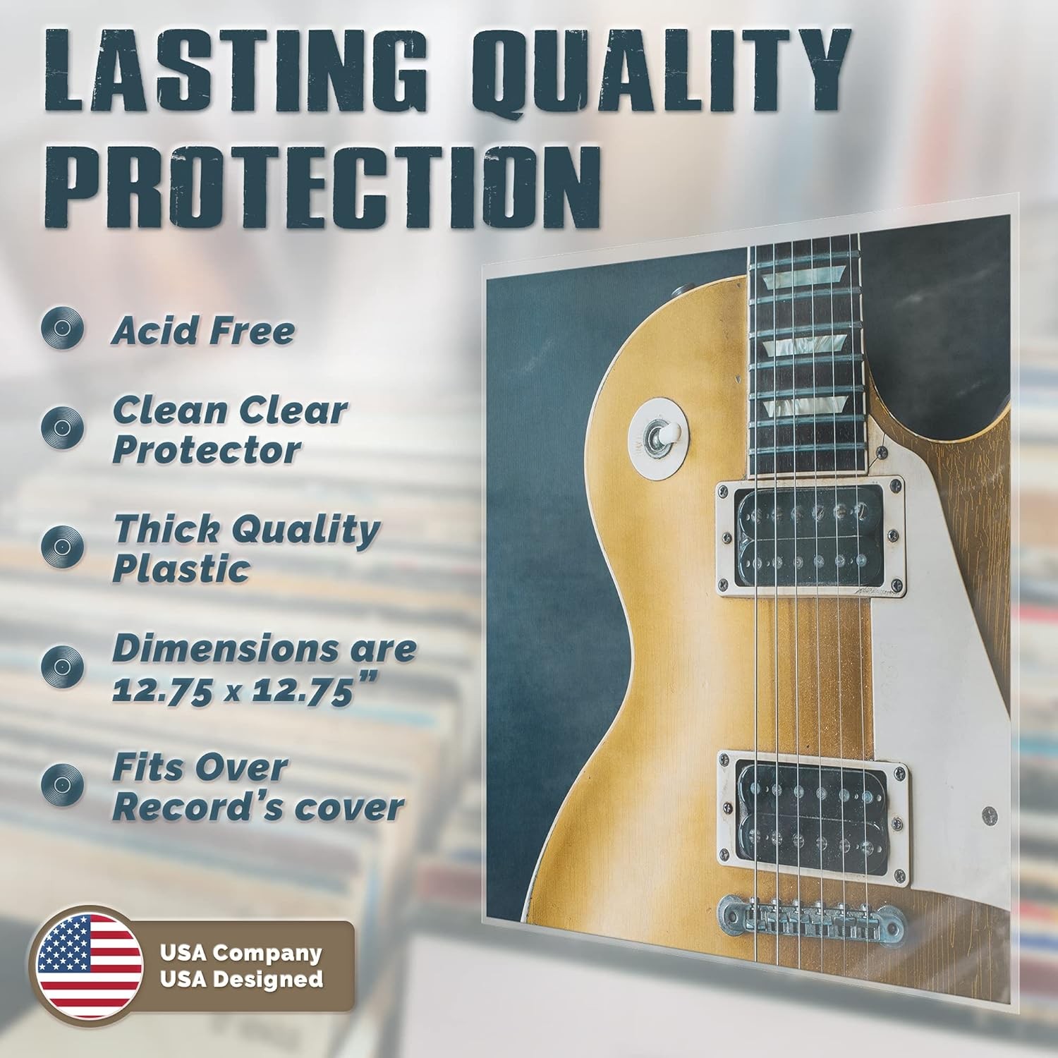 Claev Record Sleeves for Album Covers - 50 Clear Plastic Outer Sleeves to