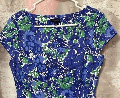 TALBOTS Sz Small Womens Blue Side Knot Short Sleeve Stretch Short Sheath Dress - Picture 2 of 11