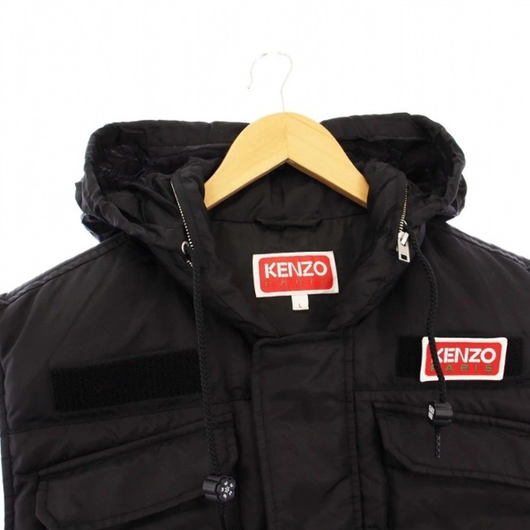 Kenzo Gilet Imbottito Piumino Gilet Esterno Felpa con Cappuccio L Nero FD65OU0019NI KH AA Usato4