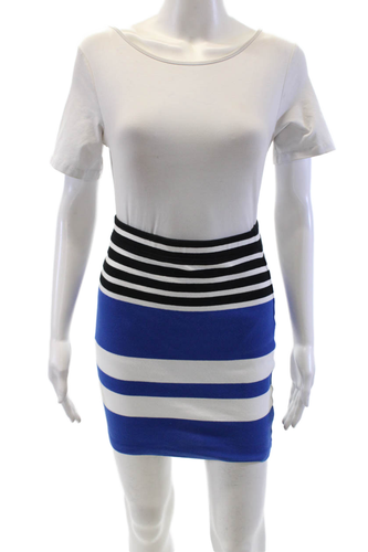 T Alexander Wang Womens Cotton Straiped Colorblock Fitted Skirt Size XS