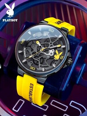 プレイボーイ PLAY BOY ALARM CHRONOGRAPH 腕時計 プレイボーイ-メンズクォーツ時計,レザーストラップ,クロノ