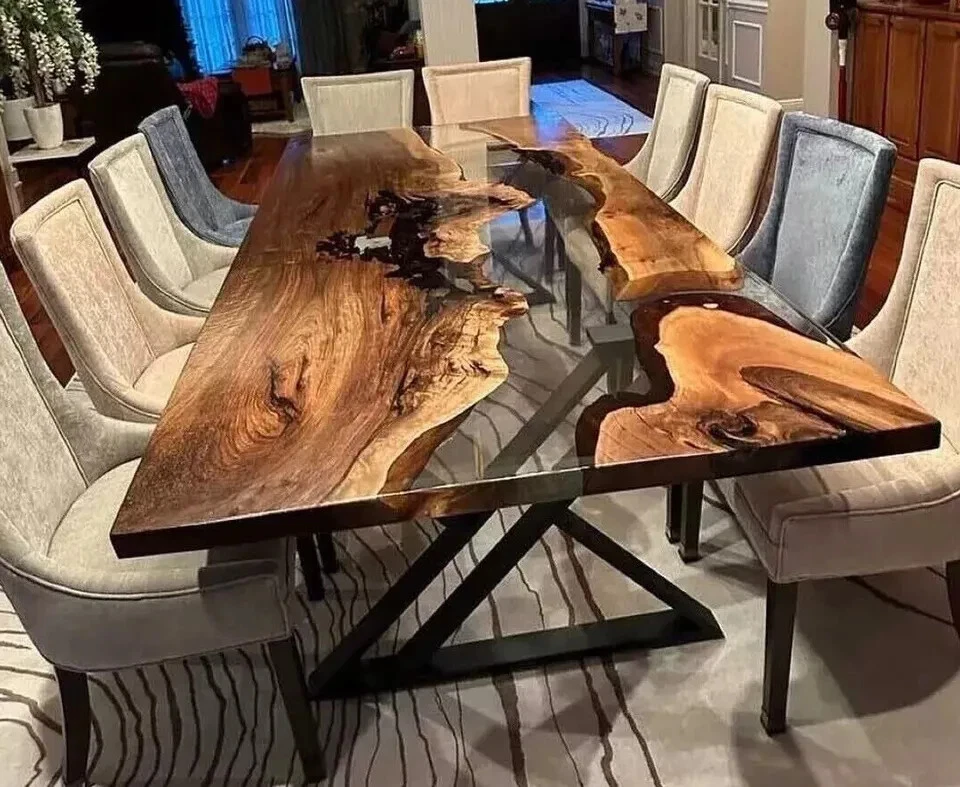 Clear Epoxy Live Edge Walnut  Dining Table – 24" x 48" Custom Handmade Tabletop - Image 3 of 4