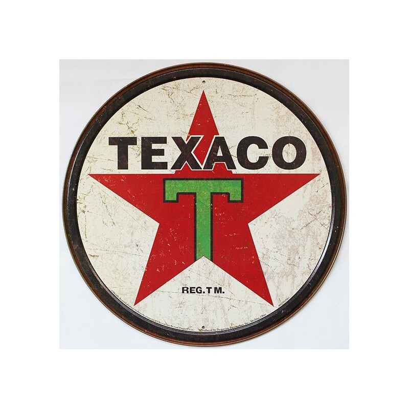 Plaque TEXACO Vintage en métal émaillé 30cm, décoration murale premium
