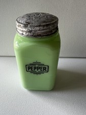Vintage McKEE Jadite Square Range Shaker Small Box Pepper Shaker Jadeite