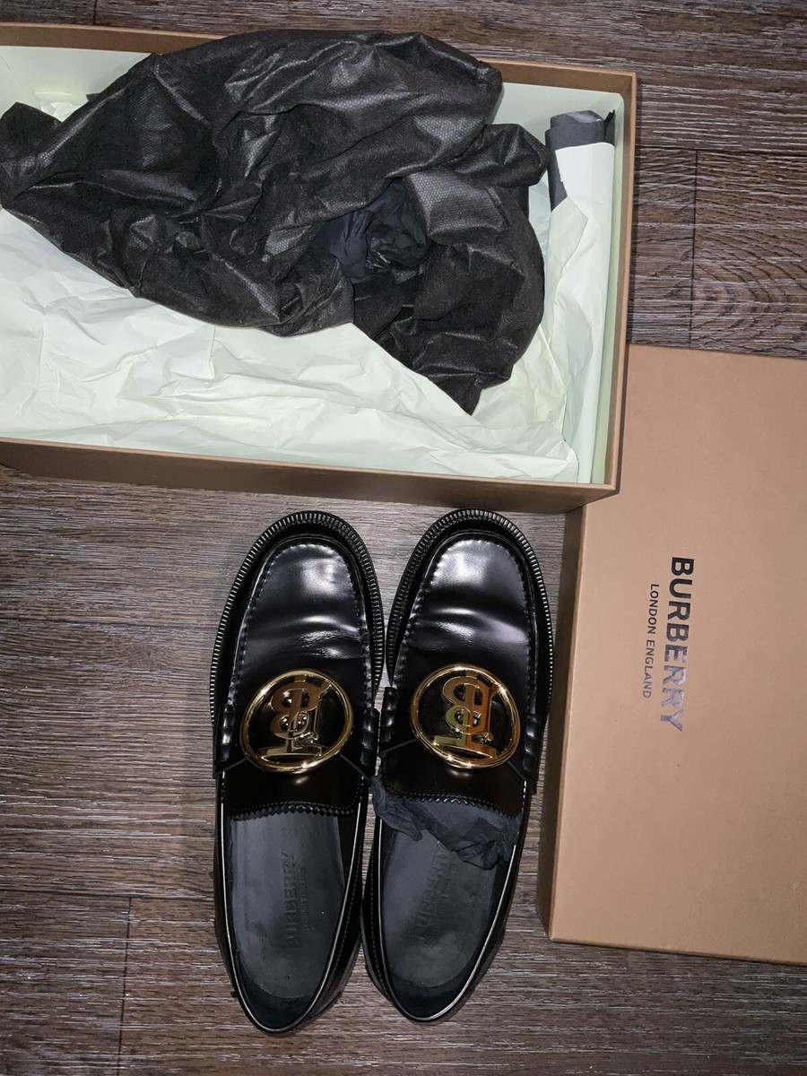 burberry loafers men (EMILE TB-PLAQUE LEATHER LOAFERS IN