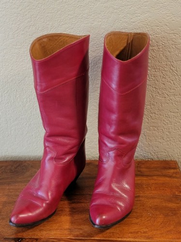 Vintage Sudini Red Leather Dress Boots 