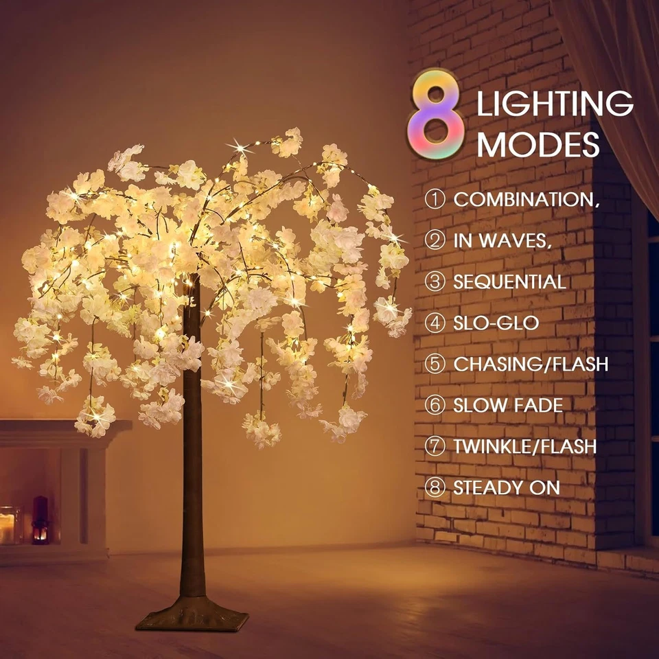 4FT Cherry Blossom Tree with 228 LED Fairy Lights, Artificial Lighted Trees - Image 2 of 4