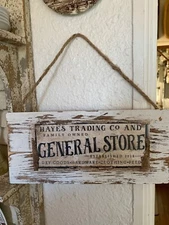 GENERAL STORE Rustic Distressed Wood Sign Farmhouse Chippy Shabby Chic