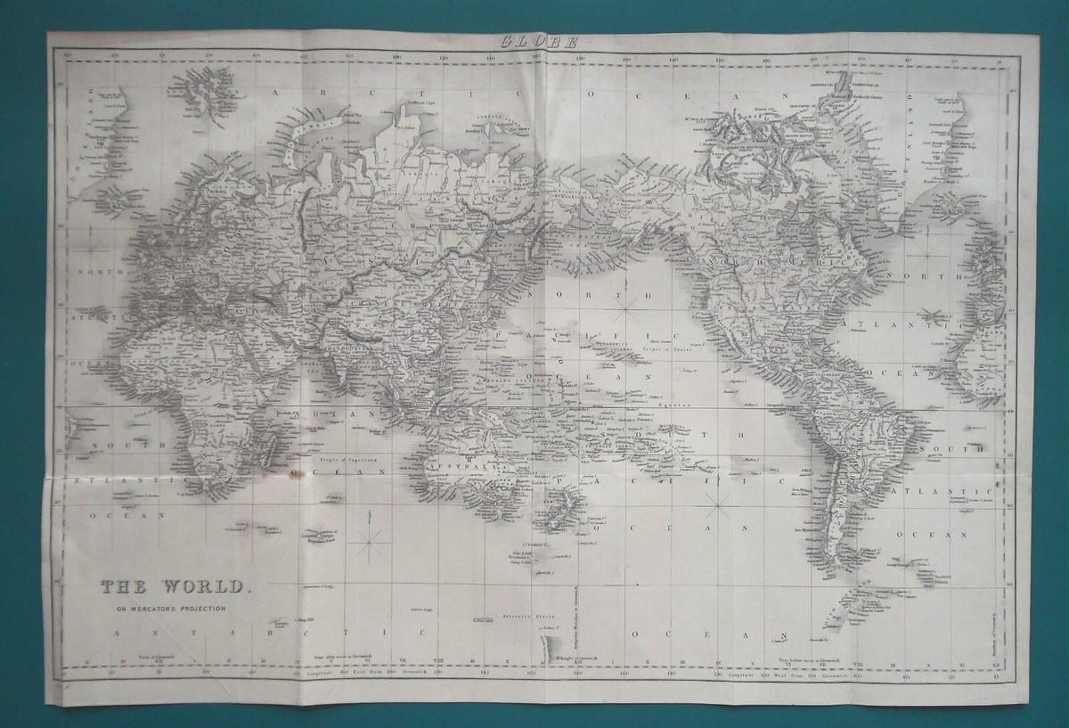 1883 WORLD MAP - 19.5 x 13